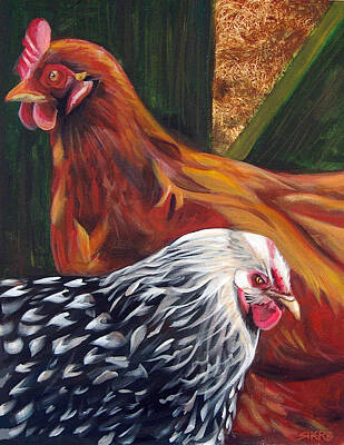  Painting - Evergreen Hens by Sherry Harris Erb