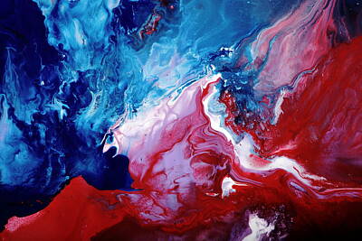 Abstract Art Blue Red White By Kredart Painting by Serg 