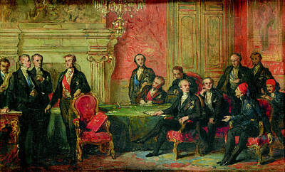 Dubufe Painting - Study For The Congress Of Paris. March 30 1856 by Edouard Louis Dubufe
