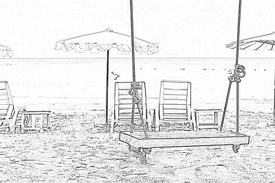 Swing And Beach Chair Drawing By Kan Pongsura