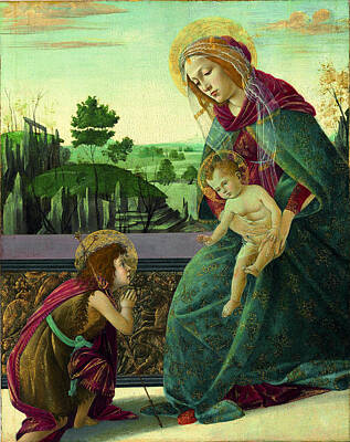 Sandro Botticelli Painting - The Rockefeller Madonna. Madonna And Child With Young Saint John The Baptist by Sandro Botticelli
