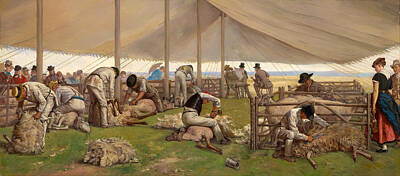 Eyre Crowe Painting - A Sheep Shearing Match by Eyre Crowe