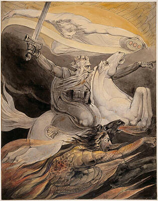 William Blake Drawing - Death On A Pale Horse by William Blake