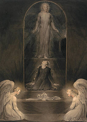 William Blake Drawing - Mary Magdalen At The Sepulchre by William Blake