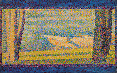 Georges Seurat Painting - Moored Boats And Trees by Georges Seurat