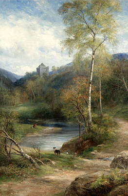  Painting - A River Landscape With Castle Beyond by John MacWhirter