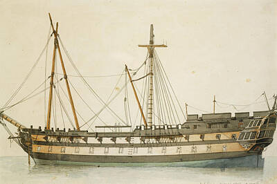  Drawing - A Ship Under Construction by Antoine Roux the Elder