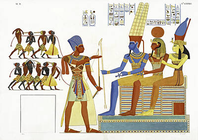 Giuseppe Angelelli Drawing - A Triumphant Ramesses II Leading Prisoners In Front Of The God by Giuseppe Angelelli
