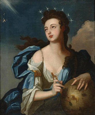 Urania Painting - Allegorical Portrait Of Urania Muse Of Astronomy by Follower of Louis Tocque