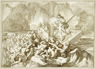 Virgil Drawing - Dante And Virgil Watching Charon Ferrying Souls To Hell by Luigi Sabatelli