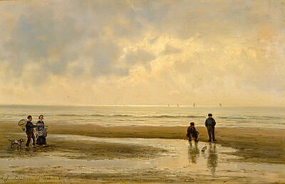  Painting - Figures On The Beach by Johannes Joseph Destree