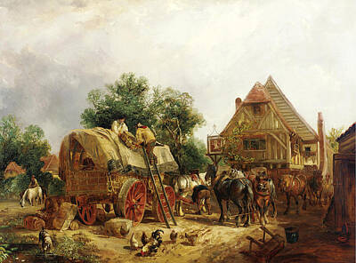 Joshua Shaw Painting - Halt At The Tavern by Attributed to Joshua Shaw
