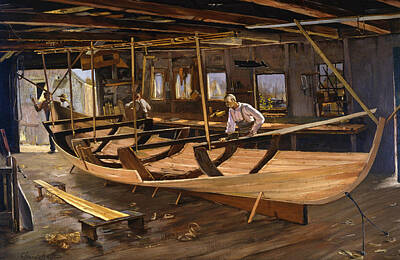  Painting - Leonard's Boat Shop by Clement Nye Swift