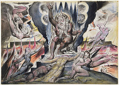 William Blake Drawing - Minos by William Blake