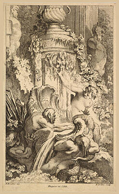  Drawing - Naiades Tritons And The Bath Of Priap by Pierre-Alexandre Aveline