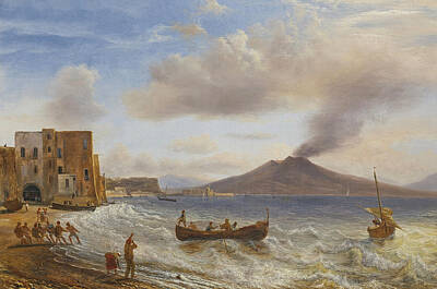  Painting - Naples. The Castel Dell'ovo And The Vesuvius by Francois Diday