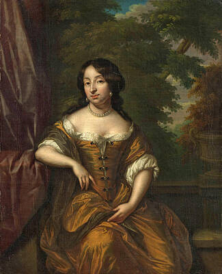 Philip Van Dijk Painting - Portrait Of Anna Maria Hoeufft Wife Of Jan Boudaen Courten by Philip van Dijk