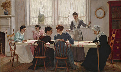  Painting - Quilting Party by Edgar Melville Ward
