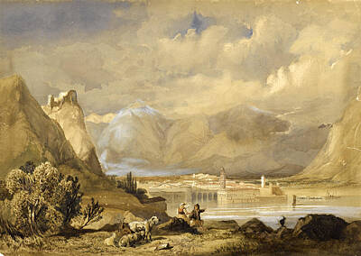  Drawing - Riva. Lake Garda by William Brockedon