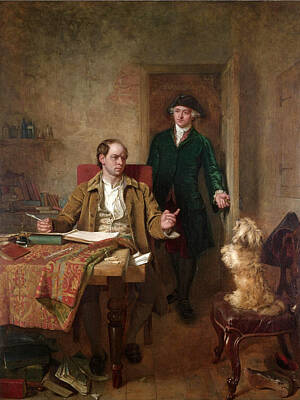  Painting - Sir Joshua Reynolds Visiting Goldsmith In His Study by John Faed