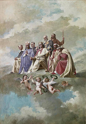 Francisco Jover Y Casanova Painting - Spanish Saints by Francisco Jover y Casanova