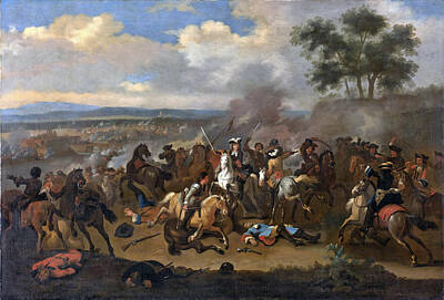 Battle Painting - The Battle Of The Boyne Ireland Between Kings James II And William IIi 12 July 1690 by Jan van Huchtenburg