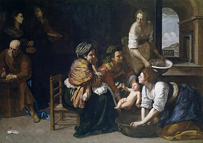 Artemisia Gentileschi Painting - The Birth Of St John The Baptist by Artemisia Gentileschi