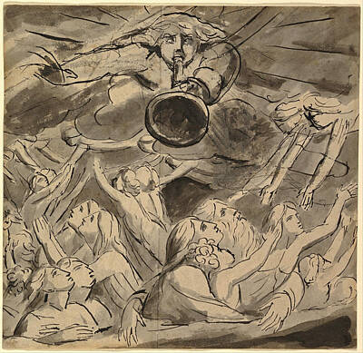 William Blake Drawing - The Last Trumpet by William Blake