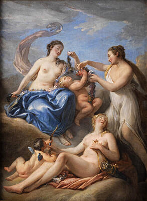 Jollain Painting - The Three Graces by Attributed to Nicolas-Rene Jollain