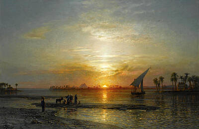 Nile Painting - Twilight On The Nile by Ernst Karl Eugen Koerner