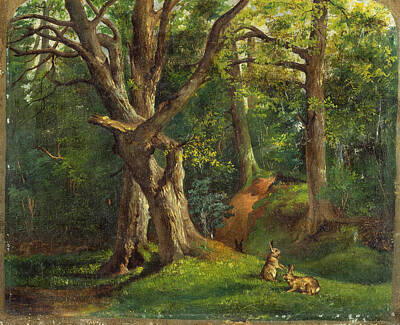 Rabbit Painting - Woodland Scene With Rabbits by Hubert von Herkomer