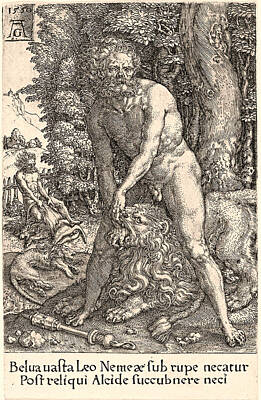  Drawing - Hercules Slaying The Lion Of Nemea by Heinrich Aldegrever