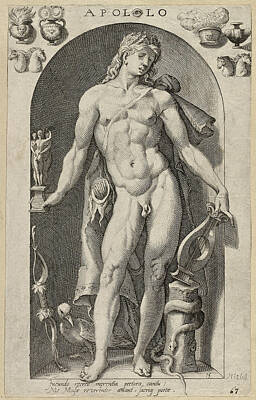 Nicolaes Braeu Drawing - The God Apollo by Nicolaes Braeu