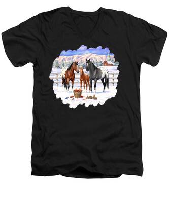 Gray Horse V-Neck T-Shirts