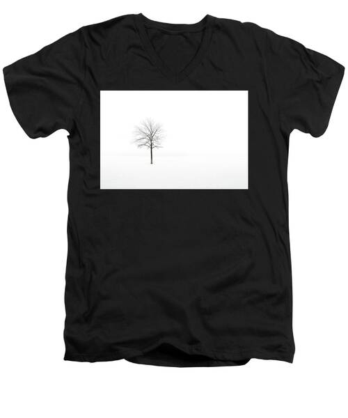 Snow Fields Trees Minimal V-Neck T-Shirts