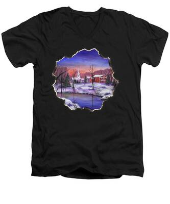 Vermont Landscape V-Neck T-Shirts