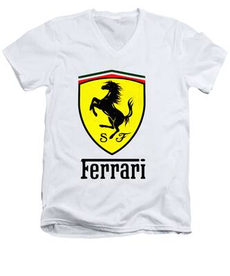 Ferrari Emblem V-Neck T-Shirts