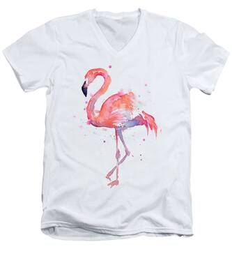 Watercolor Flamingo V-Neck T-Shirts