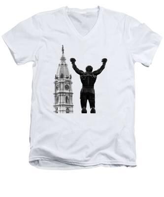 Philadelphia City Hall V-Neck T-Shirts