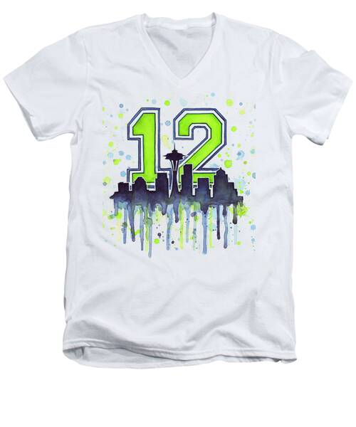 Seattle Watercolor V-Neck T-Shirts