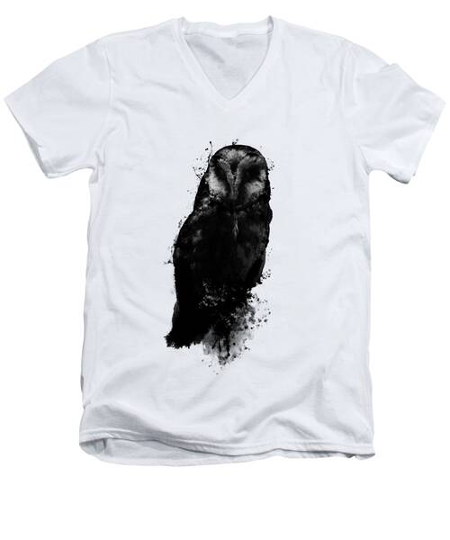 Owl Mixed Media V-Neck T-Shirts