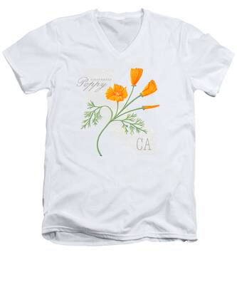 Orange Poppy V-Neck T-Shirts