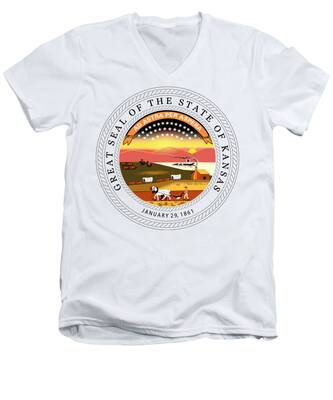 Kansas Landscape V-Neck T-Shirts