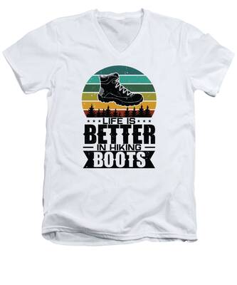 Hiking Boots V-Neck T-Shirts