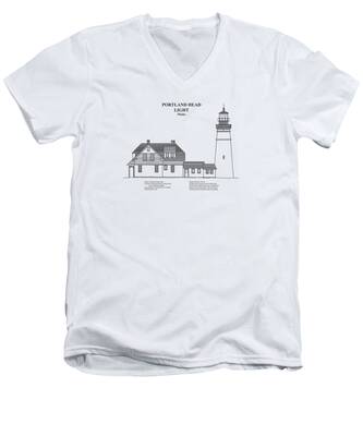 Portland Lighthouse V-Neck T-Shirts