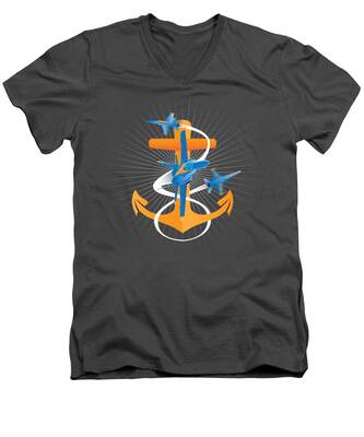 Navy Blue Angels V-Neck T-Shirts