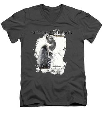 Grey Heron V-Neck T-Shirts