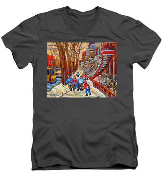 Montreal Streets V-Neck T-Shirts