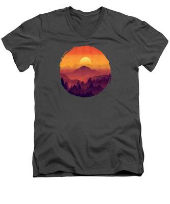 Orange Sunset V-Neck T-Shirts