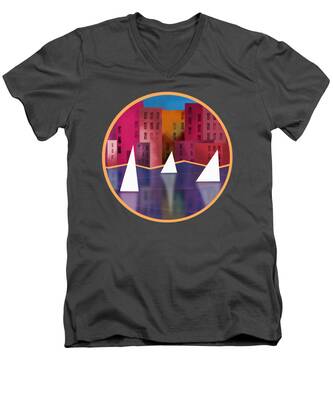 Architecture Mixed Media V-Neck T-Shirts